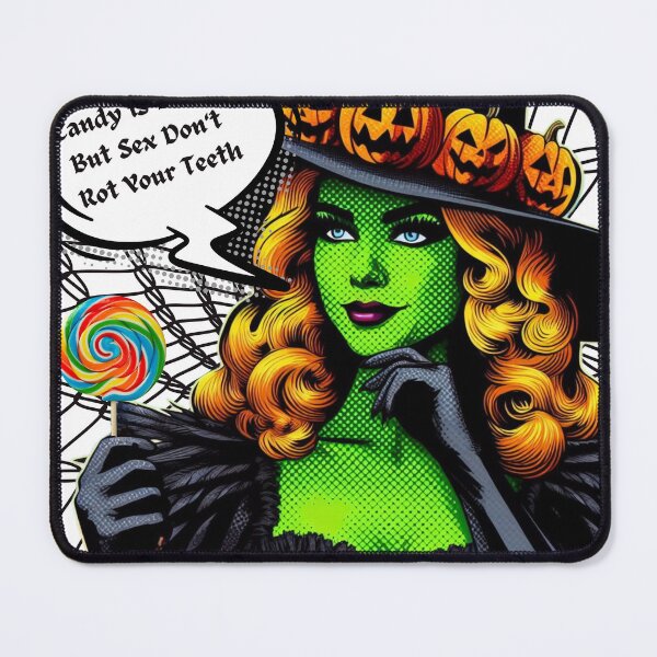 Item preview, Candy is Dandy But Sex Don't Rot Your Teeth Halloween Pop Art Whimsical Witch designed and sold by Wolvescreate.