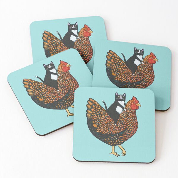 Item preview, Tuxedo Cat On  A Wyandotte Chicken designed and sold by KilkennyCat Art.