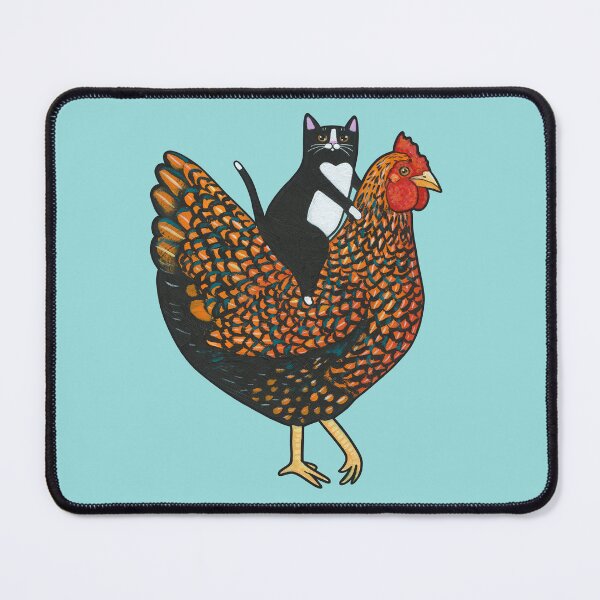 Item preview, Tuxedo Cat On  A Wyandotte Chicken designed and sold by KilkennyCat Art.