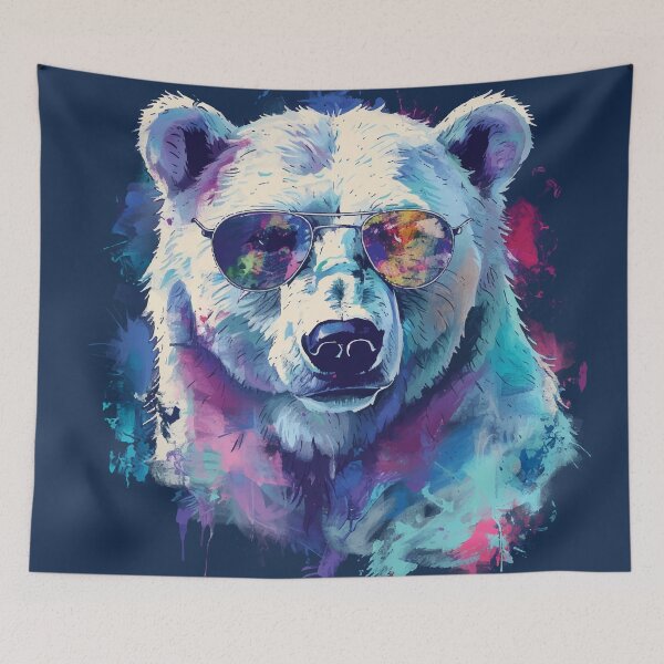 Item preview, Colorful/Colorful polar bear with sunglasses 01 designed and sold by Batch-C91.