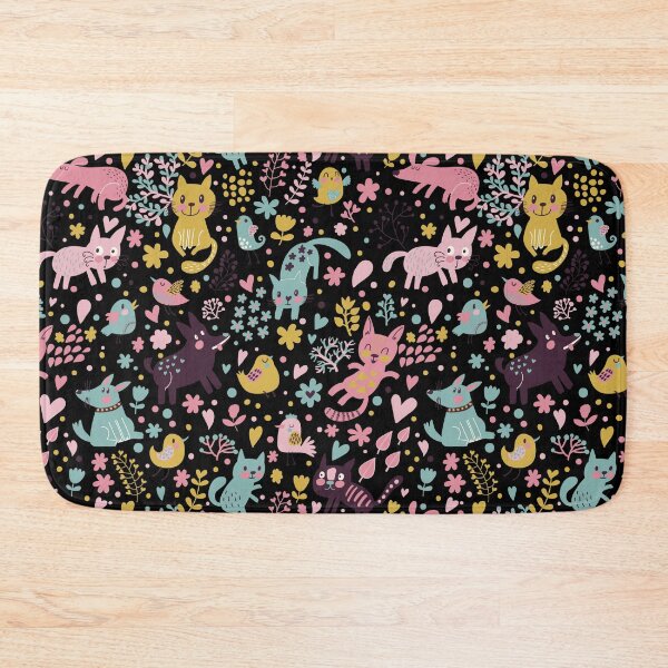 Item preview, cat and Dog with Pink Flower Cartoon Line Art colorful designed and sold by mando24895.