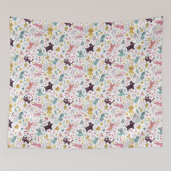 Item preview, cat and Dog with Pink Flower Cartoon Line Art colorful designed and sold by mando24895.