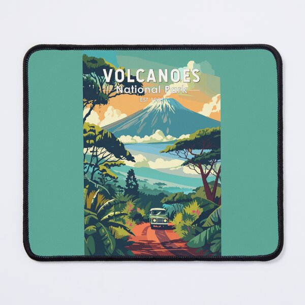 Artikelvorschau, Vulkane Nationalpark Ruanda Reisekunst Vintage entworfen und verkauft von KrisSidDesigns.
