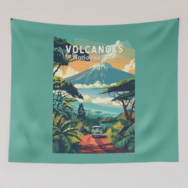 Item preview, Volcanoes National Park Rwanda Travel Art Vintage designed and sold by KrisSidDesigns.