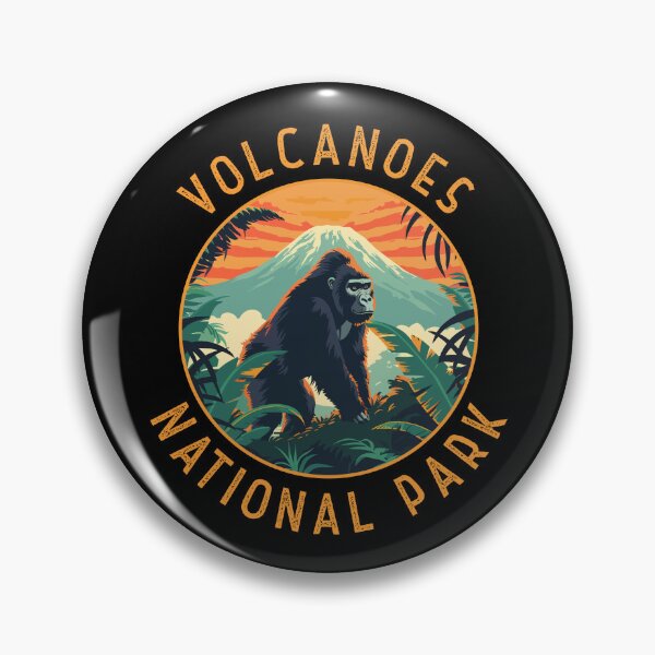 Artikelvorschau, Vulkane Nationalpark Ruanda Retro Distressed Kreis entworfen und verkauft von KrisSidDesigns.
