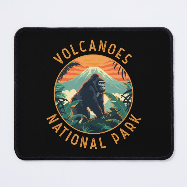 Artikelvorschau, Vulkane Nationalpark Ruanda Retro Distressed Kreis entworfen und verkauft von KrisSidDesigns.