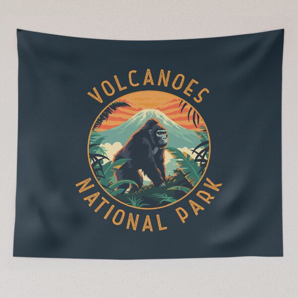 Item preview, Volcanoes National Park Rwanda Retro Distressed Circle designed and sold by KrisSidDesigns.