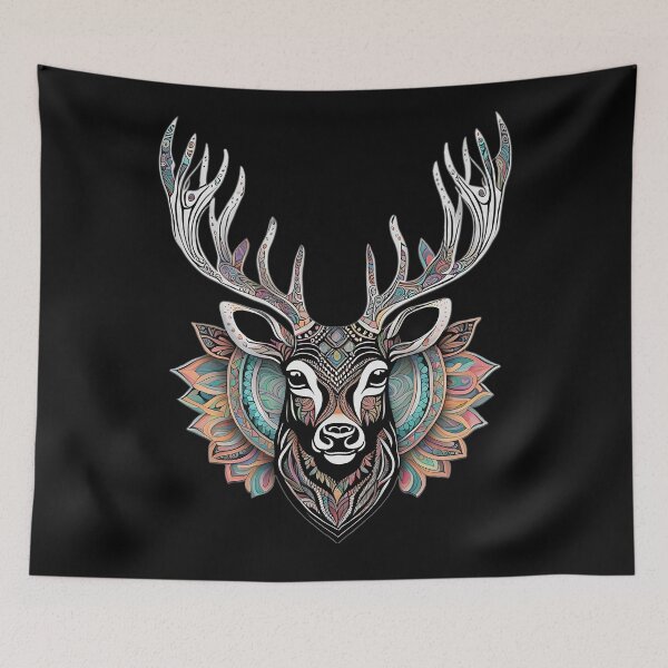 Item preview, colorful mandala deer designed and sold by atouchofdream.