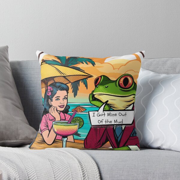 Artikelvorschau, Ich habe meins aus dem Schlamm geholt. Pop-Art-Clipart-Zeichnung eines süßen Retro-Mädchens und einer Kröte. entworfen und verkauft von Wolvescreate.