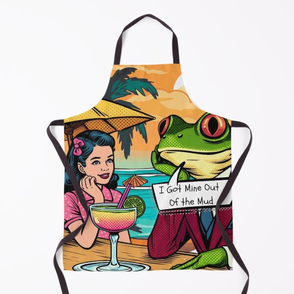 Item preview, I Got Mine Out of The Mud Pop Art Whimsical Clipart Drawing of Cute Retro Girl and Toad designed and sold by Wolvescreate.