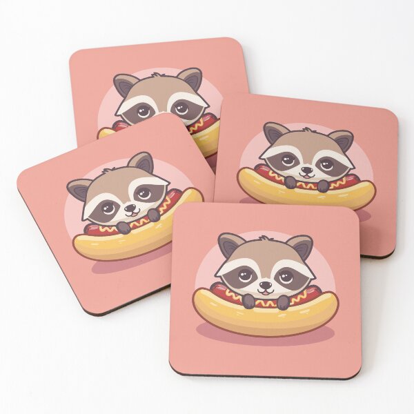 Item preview, Kawaii Raccoon with Hot Dog designed and sold by ZedOhEe.