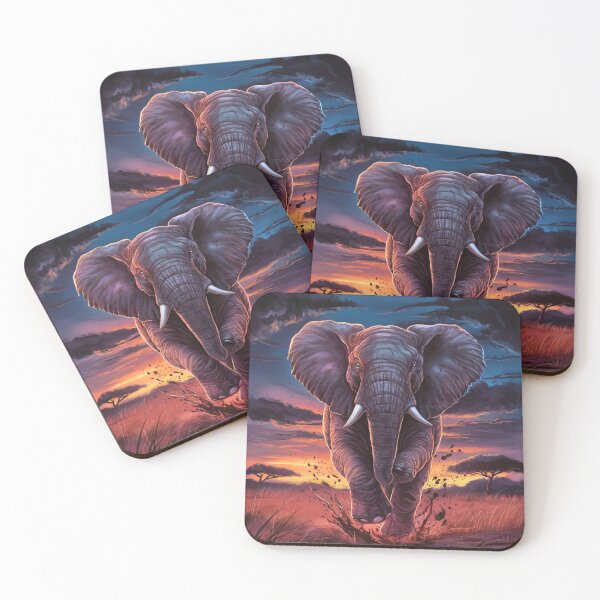 Item preview, Elephant Portrait. elephant running, african elephant, safari elephant, african safari, african sunset designed and sold by ElephantVibes.