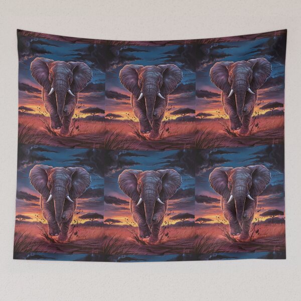 Item preview, Elephant Portrait. elephant running, african elephant, safari elephant, african safari, african sunset designed and sold by ElephantVibes.