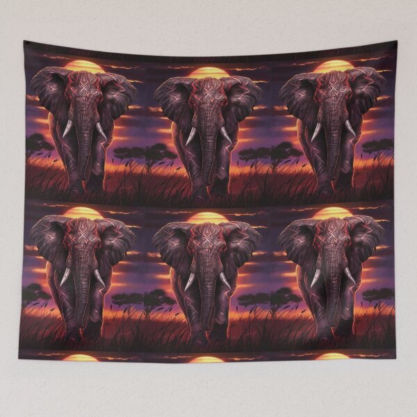 Item preview, Elephant Portrait. african elephant, whimsical elephant, african safari, african sunset designed and sold by ElephantVibes.