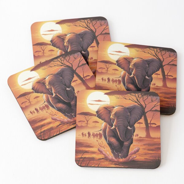 Item preview, Elephant Portrait. elephant running, african elephant, safari elephant, african safari, african sunset designed and sold by ElephantVibes.