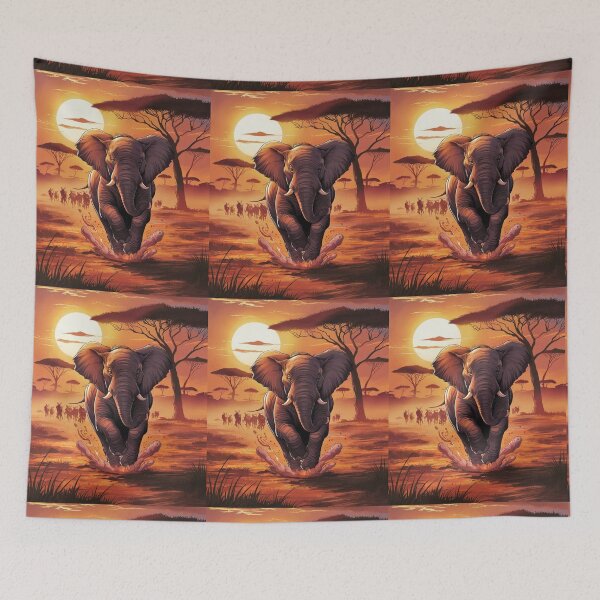 Item preview, Elephant Portrait. elephant running, african elephant, safari elephant, african safari, african sunset designed and sold by ElephantVibes.