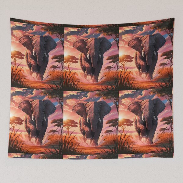 Item preview, Elephant Portrait. elephant running, african elephant, safari elephant, african safari, african sunset designed and sold by ElephantVibes.