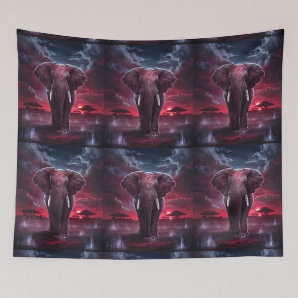Item preview, Elephant Portrait. african elephant, whimsical elephant, african safari, african sunset designed and sold by ElephantVibes.