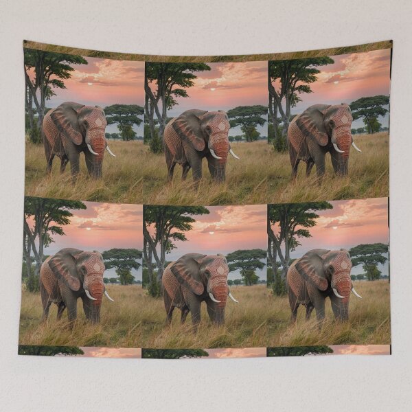 Item preview, Elephant Portrait. african elephant, whimsical elephant, african safari, african sunset designed and sold by ElephantVibes.