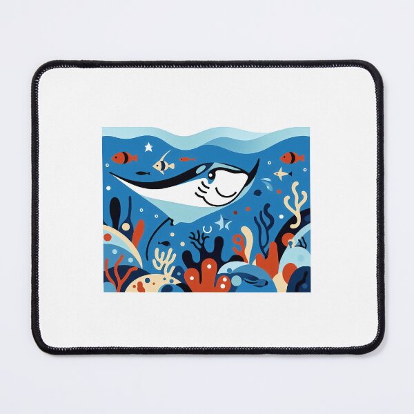 Item preview, manta ray colorful style with some sea creatures designed and sold by zzinthestore.