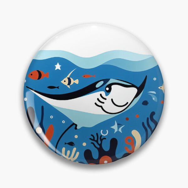 Item preview, manta ray colorful style with some sea creatures designed and sold by zzinthestore.