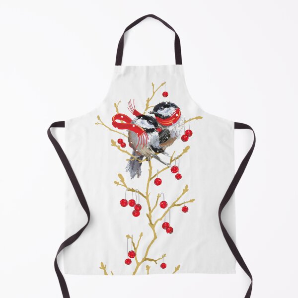 Item preview, Cuddling Chickadees Couple Winterberries Christmas Illustration designed and sold by L Diane Johnson.