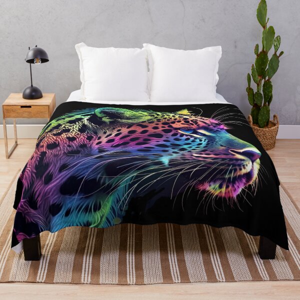 RARE Lisa Frank Jaguar Leopard Rainbow Multicolor Cheetah Comforter Blanket deals