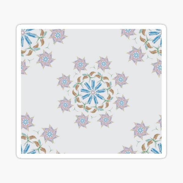 floral, spring, radial, pattern, feathers, pinwheels Sticker