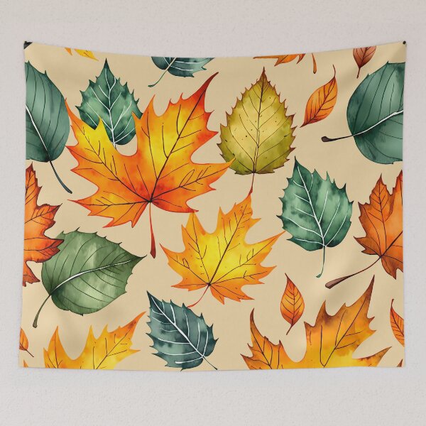 Item preview, Dry Leaves Pattern of Autumn With Green and Orange designed and sold by LKozerski.