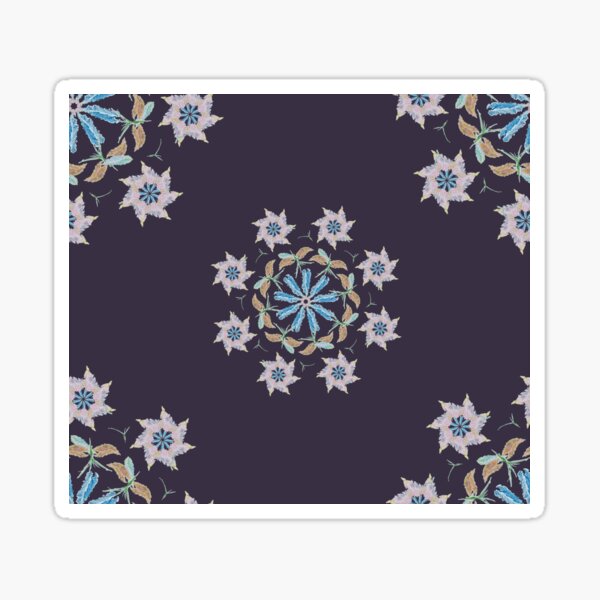 floral, spring, radial, pattern, feathers, pinwheels Sticker