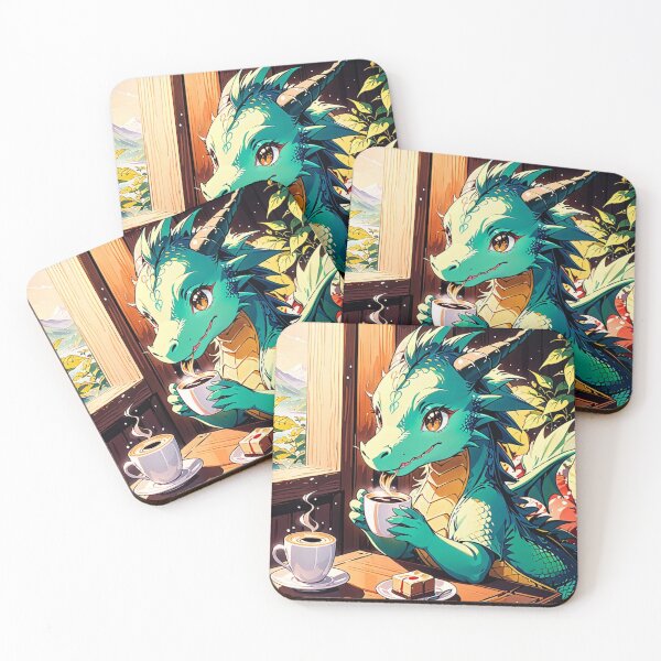 Artikelvorschau, Anime Drachen Kaffeezeit entworfen und verkauft von Cozy Trends.