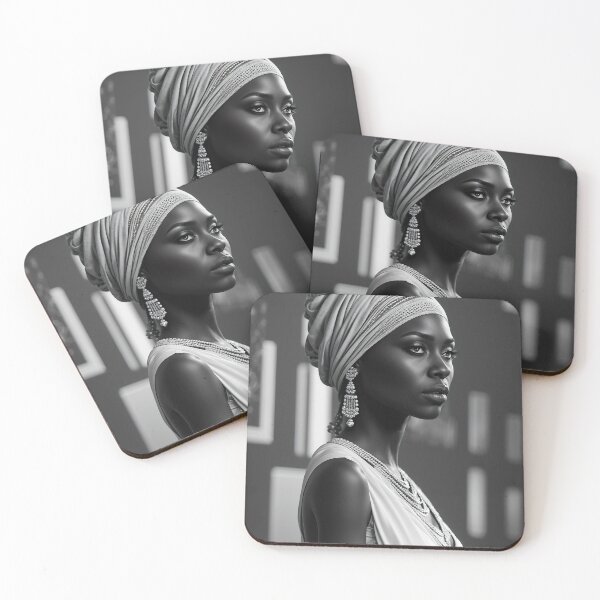 Item preview, Elegance in Monochrome: Digital Portrait of an Ebony Woman designed and sold by Not Hugo.