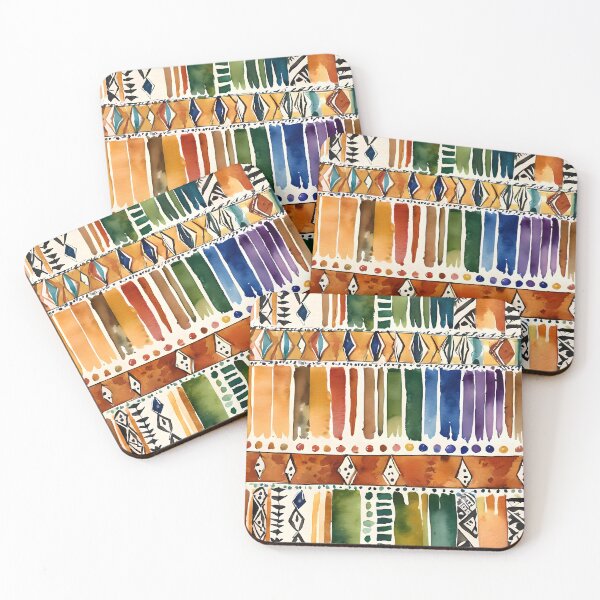 Item preview, Indigenous Geometric Watercolor Pattern With Rainbows Colors designed and sold by LKozerski.
