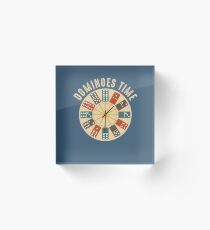Funny Dominoes Shirt Vintage Retro Clock Graphic Acrylic Block
