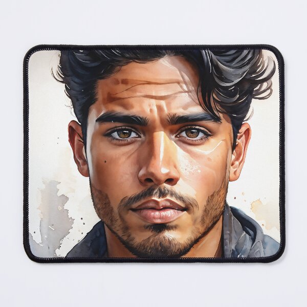 Item preview, Latino Elegance: Watercolor Portrait with Sharp Focus designed and sold by Not Hugo.