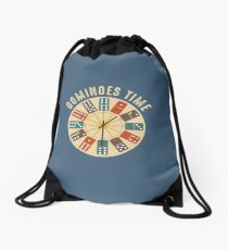 Funny Dominoes Shirt Vintage Retro Clock Graphic Drawstring Bag