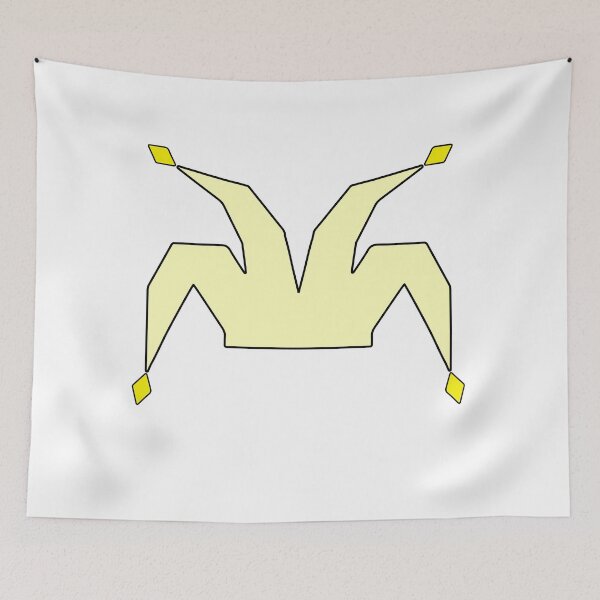 Item preview, Yellow Poligonal Jester hat with golden bells and black outline designed and sold by shennix.
