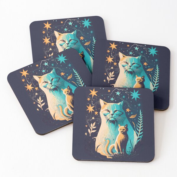 Item preview, Vintage Boho Starry Night Cat Graphic Poster Wall Art designed and sold by GroovyFusion.