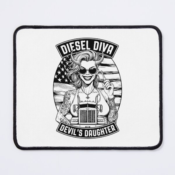 Item preview, Woman Trucker Diesel Diva Female Devil Truck Driver USA Flag designed and sold by GrandeDuc.