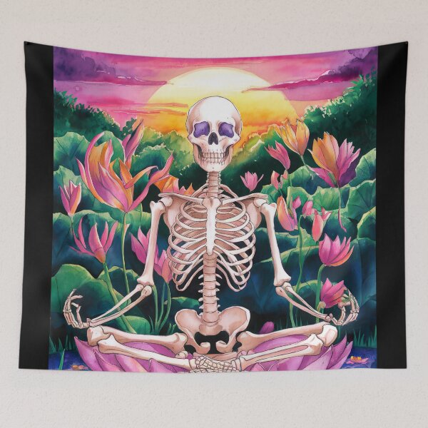 Item preview, lotus meditating skeleton designed and sold by ururuty.