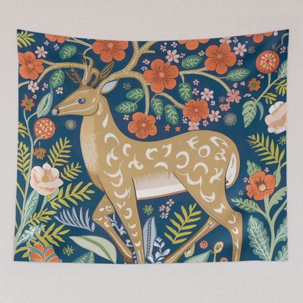 Item preview, Enchanting Deer Artwork in the Style of William Morris designed and sold by Tamas Das.
