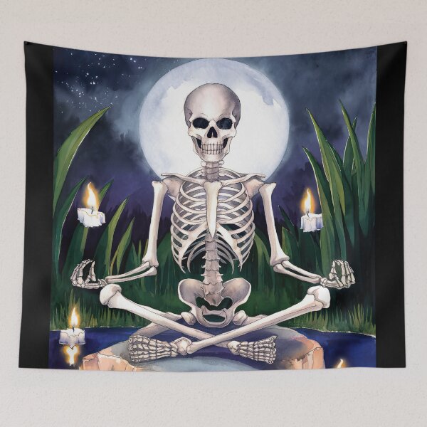 Item preview, night meditating skeleton designed and sold by ururuty.
