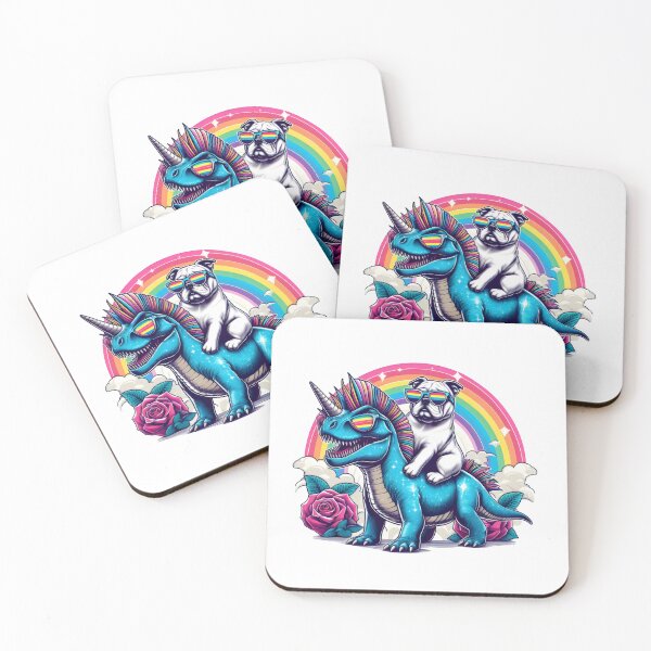 Item preview, Unicorn Bulldog riding trex  designed and sold by Animalpetslover.