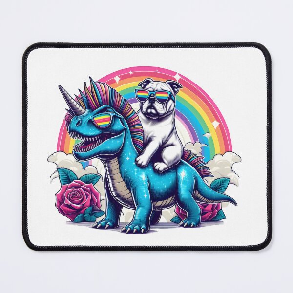 Item preview, Unicorn Bulldog riding trex designed and sold by Animalpetslover.