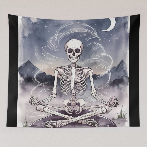 Item preview, night meditating skeleton designed and sold by ururuty.