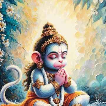 Artwork thumbnail, Painting of Baby Hanuman Praying by gargeesuresh