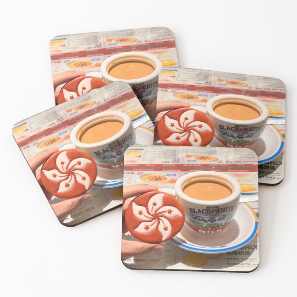 Item preview, Local milk tea at Menwah with a Hong Kong flag royal icing cookie designed and sold by aiko-p.