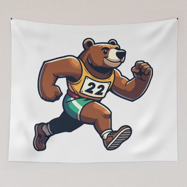 Item preview, Run Fast Like a Bear - Athletic Bear in Race Gear Illustration designed and sold by Akioos.
