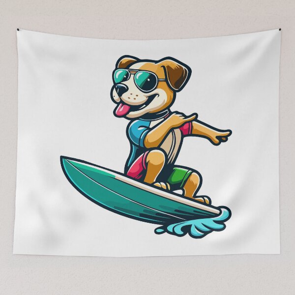Item preview, Surf's Up Cool Dog - Stylish Surfing Dog Illustration designed and sold by Akioos.