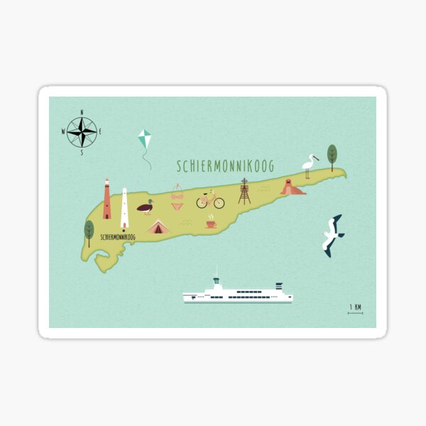 Item preview, Illustrated map of Schiermonnikoog designed and sold by ymkesinfogr.
